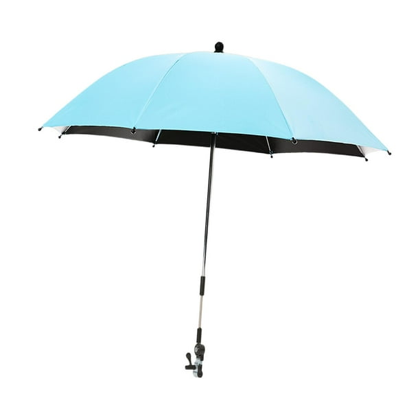 Sombrilla para cochecito de bebé, sombrilla impermeable para cochecito de bebé con abrazadera azul