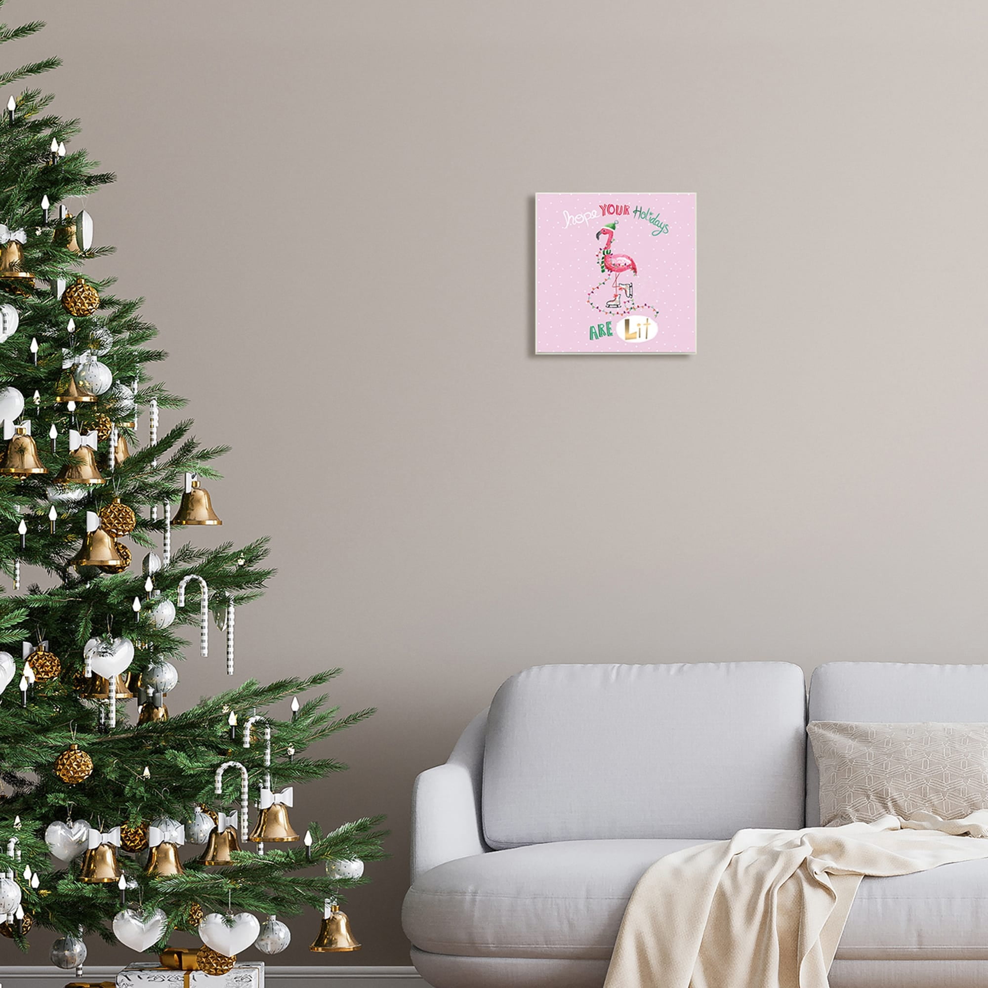 Lit Holidays Sassy Festive Flamingo Pink Polka Dots Animals & Insects Graphic Art Unframed Art Print Wall Art