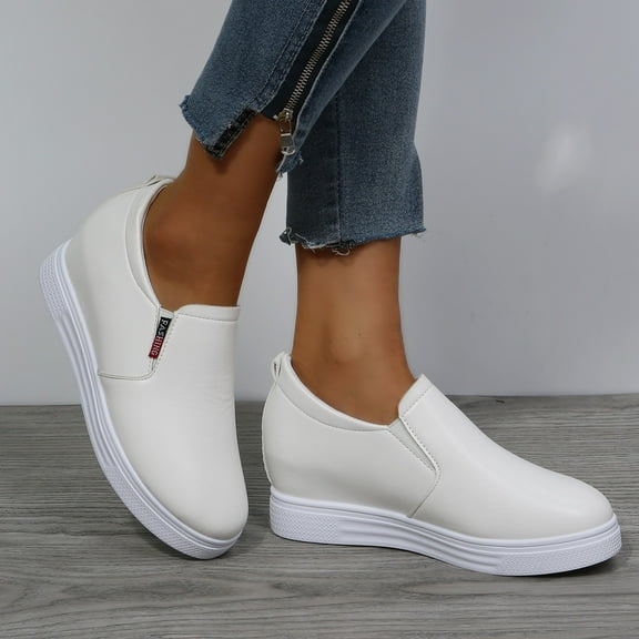 Aayomet Business Casual Dress Shoes for Women Casual Women's Non Slip Solid Color Slip On Thick Sole Breathable Work Single,White 6