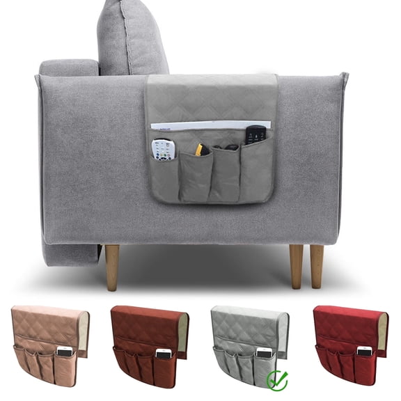 LAMIRO 5-Pockets Non-Slip Couch Sofa Chair Armrest Organizer for Smart Phone,Book,Magazines,iPad,TV Remote Control Holder
