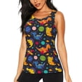 thumbnail image 2 of Uemuo Dinosaurs in Space Pattern Workout Tank Tops for Women Breathable Moisture-wicking tank top Sleeveless Running Loose Fit Yoga Tops Active Shirts Sports Gym Exercise, 2 of 9