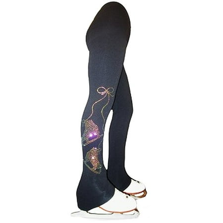 Ice Fire Skate Wear Black Black Orange Crystal Skates Pants Girl 4-20