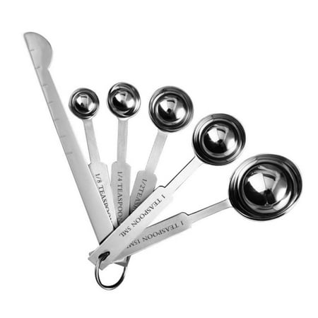 

1 Set Measuring Spoons Ruler Sets Stainless Steel Kitchen Seasoning Baking Tool with Scale 6PCS Measuring Spoons Kit