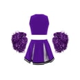 thumbnail image 2 of YIZYIF Cheer Leader Costume for Girls High School Cheerleading Uniforms Tank Top with Skirt Pompoms Outfit Set A Purple 10, 2 of 5