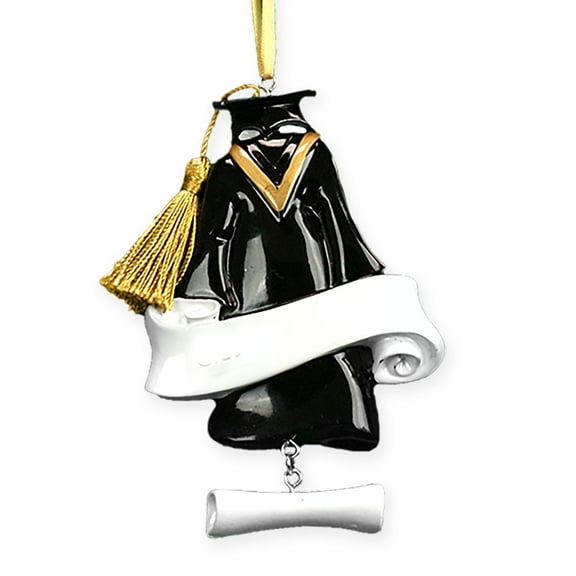 Graduation Cap & Gown Christmas Round Disc Ornament