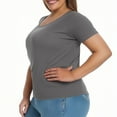 thumbnail image 4 of OSFVNOXV Plus Size Lounge Top with Built-In-Bras L-5XL,Comfort Fit Wire-Free Pajama Top with Soft Cups,Summer Casual Short Sleeve Crewneck Oversized Sleep T-Shirts, 4 of 7