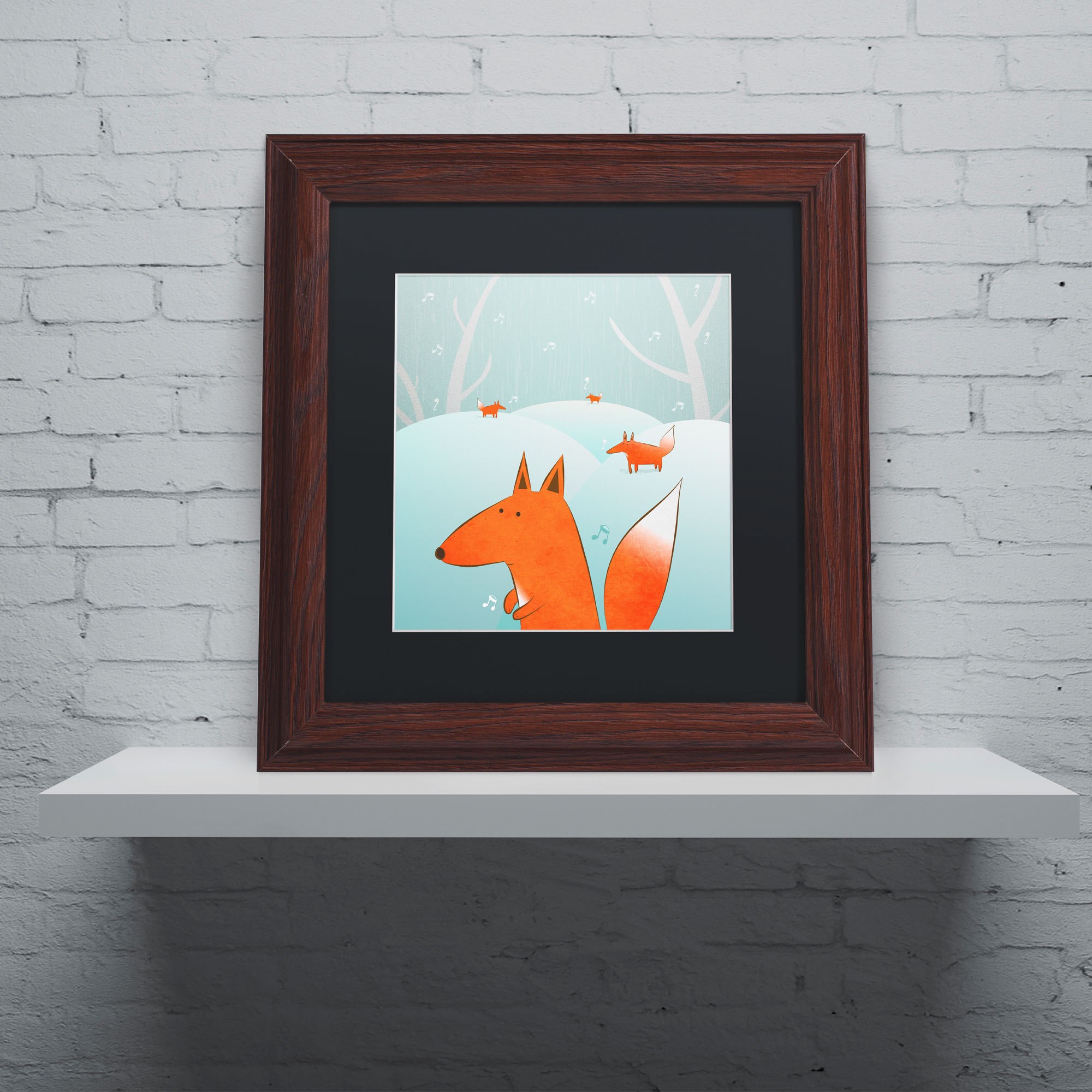 Trademark Fine Art "Winter Foxes" Canvas Art by Carla Martell, Black Matte, Wood Frame