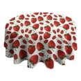 thumbnail image 4 of Red Strawberry Plants Fruit White Pattern Round Tablecloth 60"x60",Wrinkle Wipeable Table Cloth for Kitchen Dining Room Picnic Patio Party, 4 of 6