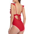 thumbnail image 3 of Women's Ruffle One Piece Swimsuit Strappy Bathing Suits Ladies Cute Monokini Swimwear, 3 of 5