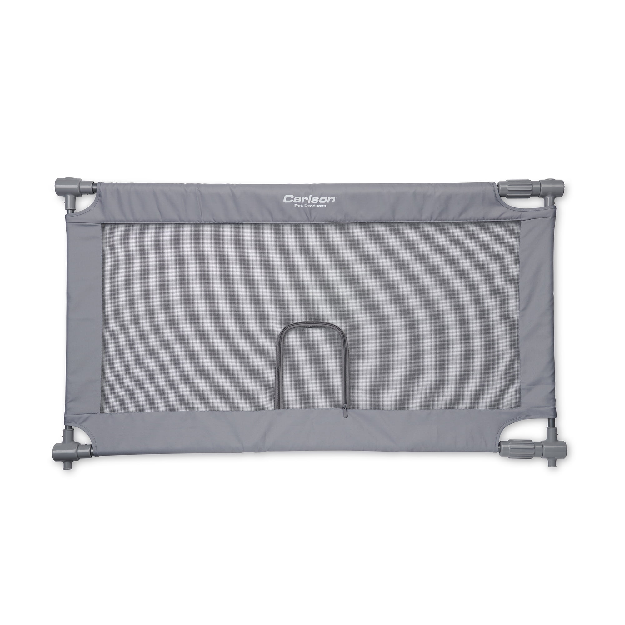Carlson Extra Wide Gray Mesh Expandable Pet Gate with Small Pet Door, Mesh, includes Rubber Bumpers, Doors and Hallways