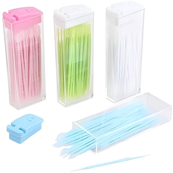 ACDANC Brush Toothpick 200 pcs Pack Plastic Poke Head 4 Box in Package
