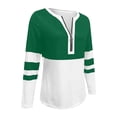 thumbnail image 4 of Oiangi Half Zip Shirts Women Patchwork Long Sleeve Pullover Top Loose Fit Comfy Blouses for Fall Winter Green L, 4 of 6