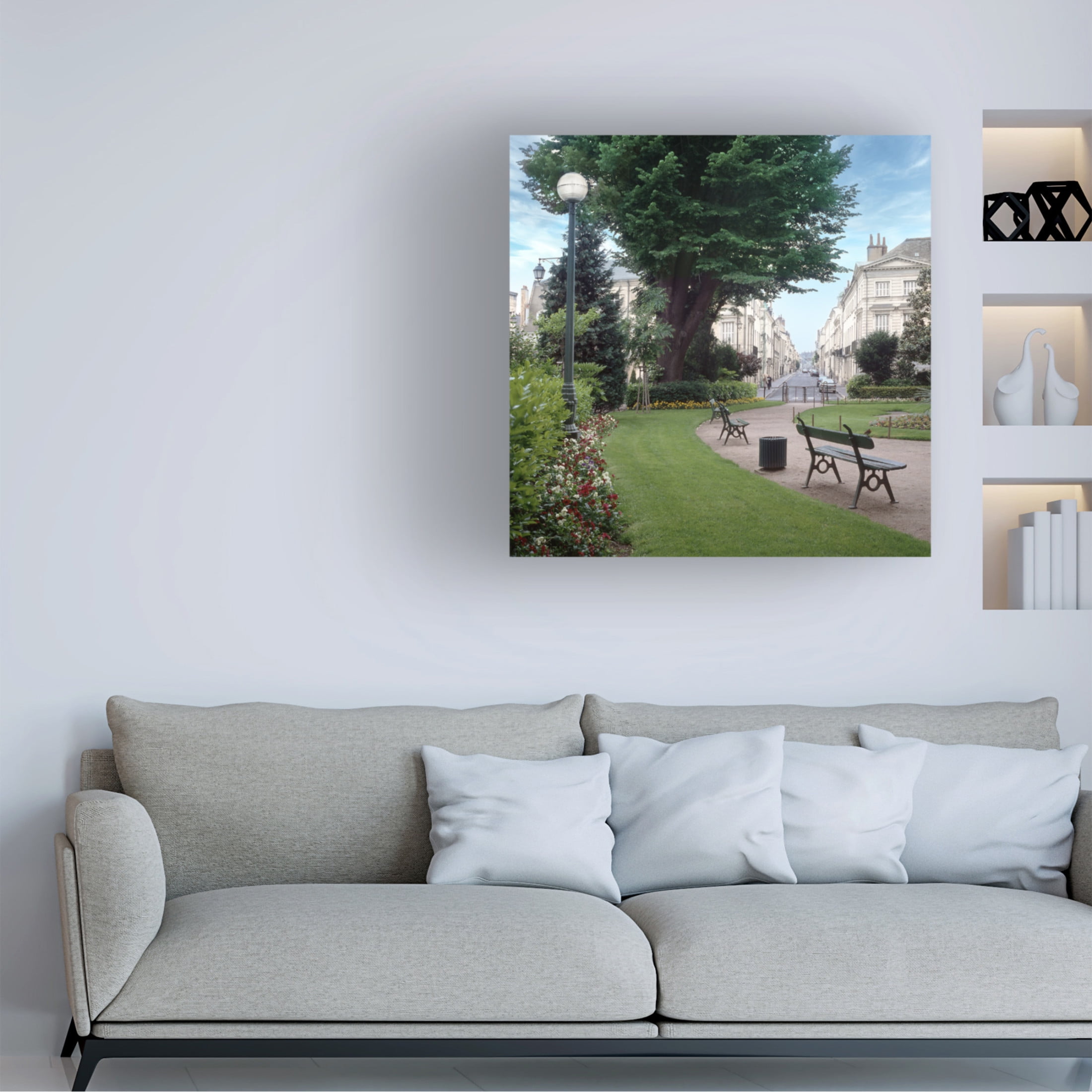 Canvas Wall Art - Alan Blaustein 'French Jardin No. 14' Wall Art for Living Room, Bedroom, or Office Décor by Trademark Fine Art - 14 x 14 Inches