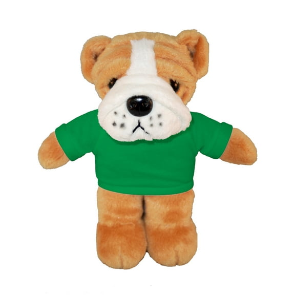 Plushland 8 Inch Floppy Bulldog with Tee Plush Stuffed Animal Personalized Gift - Custom Text on Shirt - Great Present for Mothers Day, Valentine Day, Graduation Day, Birthday