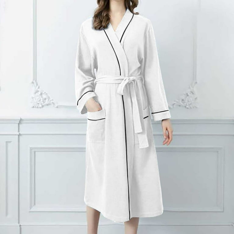 MuZeFu Nightgowns for Women Soft Cotton Womens Solid Bandage Robe