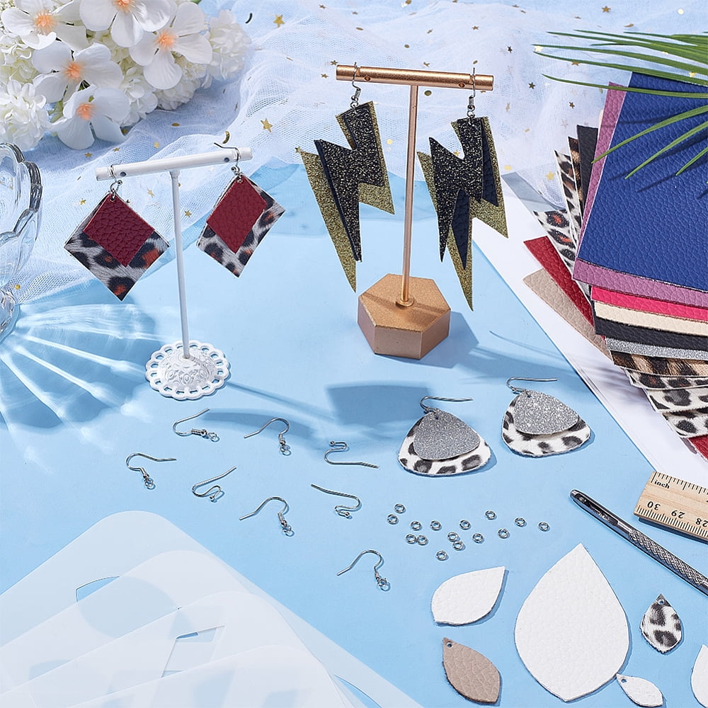 1 Set DIY PVC Leather Earring Making Kit Mixed Color 4~210x4~250x0.8~1mm