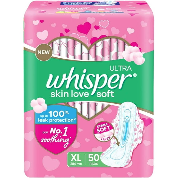 Whisper Ultra Soft Sanitary Pads - 50 Pieces (XL)