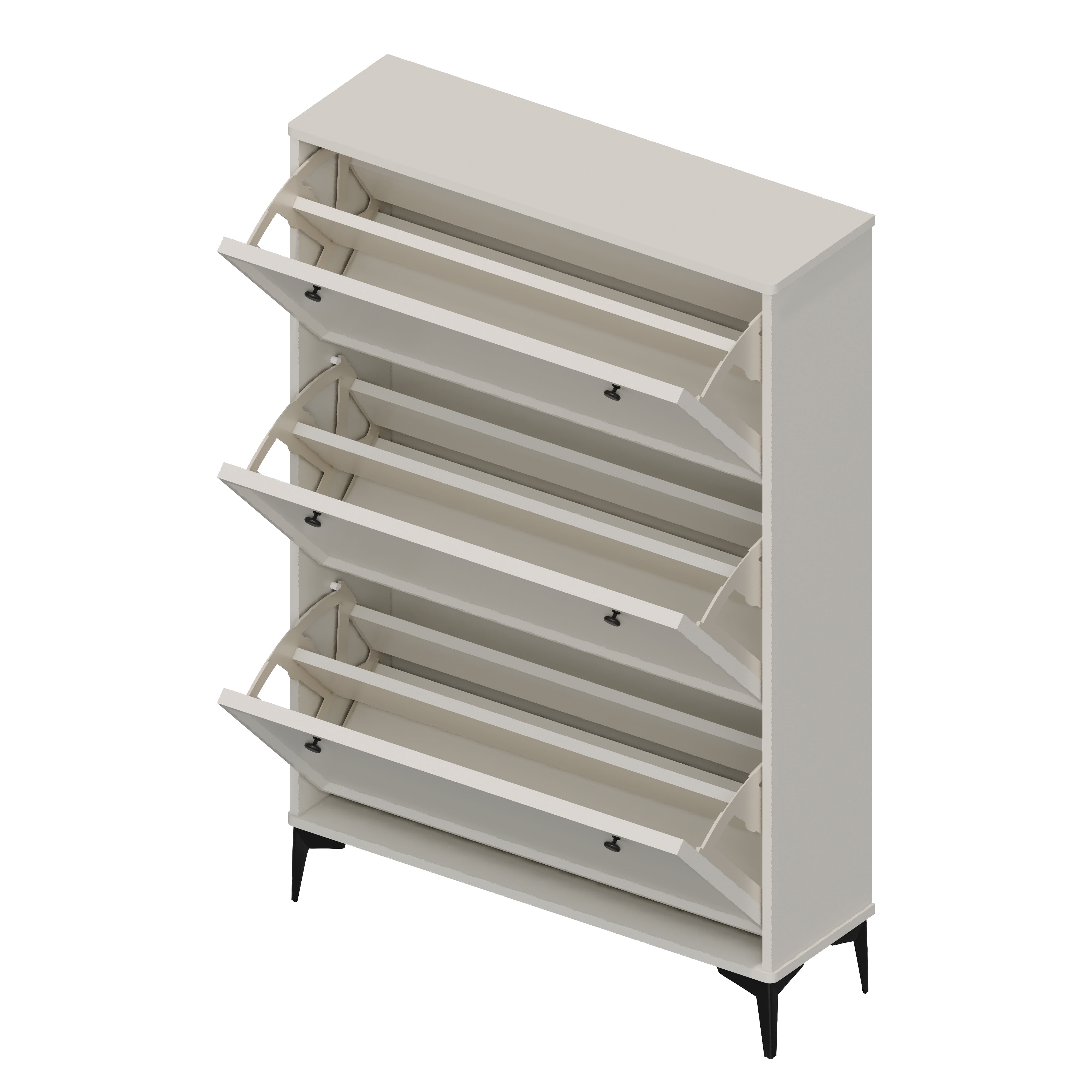 Miniyam Shoe Cabinet, Flip Down Storage Organizer for Entryway, White