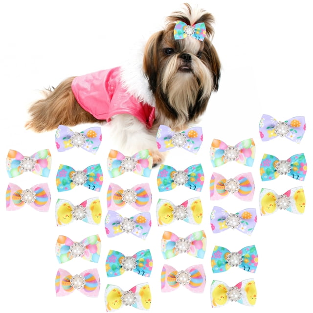 Lazos para el pelo de perro cachorro 25 uds lazo pequeño con bandas de goma accesorios para el pelo de gato productos para el cuidado de mascotas ANGGREK Otros