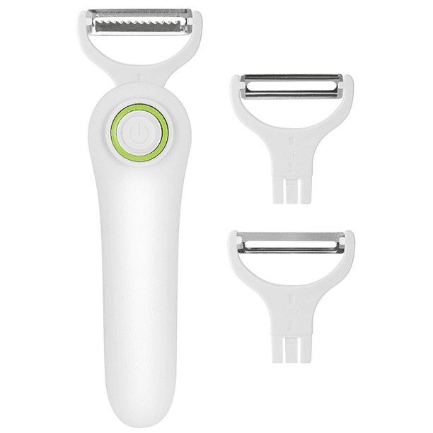 Cortadora de verduras de mano, juego de herramientas 3 en 1 con cuchillas de acero inoxidable para cocina, pelador de frutas eléctrico con batería de litio de uso prolongado, fácil limpieza y