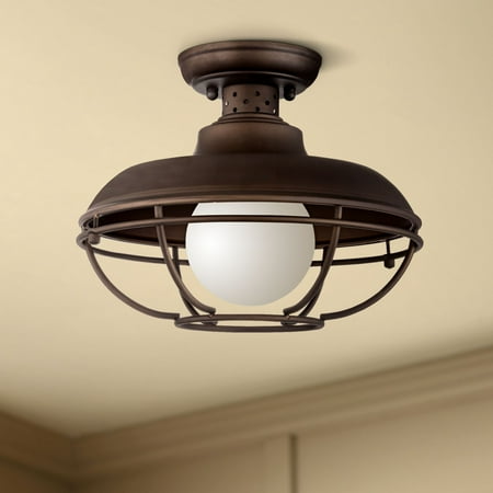 - Franklin Iron Works Farmhouse Outdoor Ceiling Light Fixture Oiled Bronze 12