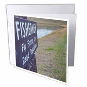 A fly fishing sign in Yellowstone shot at an angle with grass  12 Greeting Cards with envelopes gc-270138-2