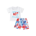 thumbnail image 1 of Faithtur Independence Day Infant Two Piece Outfits, Baby Popsicle Lettering Pattern Short Sleeve T-shirt Tie Dye Drawstring Shorts, 1 of 9