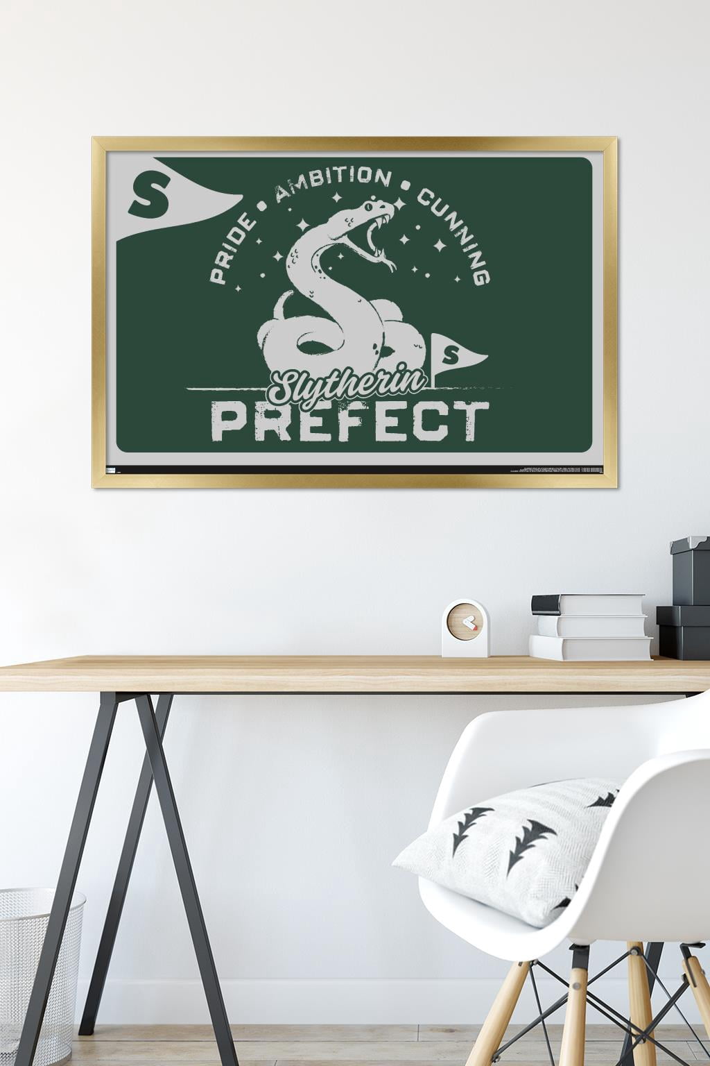 The Wizarding World: Harry Potter - Slytherin Clubhouse Crest Wall Poster, 22.375" x 34" Framed