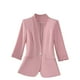 thumbnail image 2 of Blazer de mujer, moda informal, color liso, bolsillo, cuello vuelto, manga 3/4, blusa de dacrón, 2 of 5
