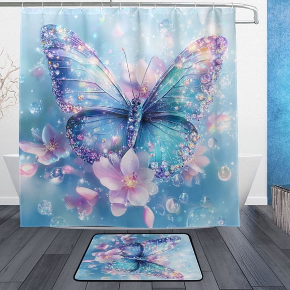 BZSMCE Shower Curtain and Bath Accessory Set,Spirit Of The Blossoms Pattern