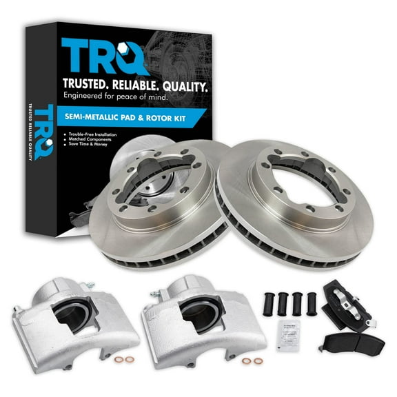 TRQ Front Brake Calipers Pads & Rotors Fits 1991-2000 K3500 94-99 Ram 2500 3500 BKA25414