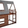 thumbnail image 5 of Wood Twin Size House Bunk Bed with Roof, Ladder and 2 Windows, Oak & Smoky Grey, 5 of 10