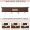 thumbnail image 3 of 70.8" TV Stand for 75 Inch TVs with Rattan Drawer & 2 Sliding Doors, Oval Media Console with Rounded Corners, Dark Wood Entertainment Center for Living Room Bedroom, 3 of 9