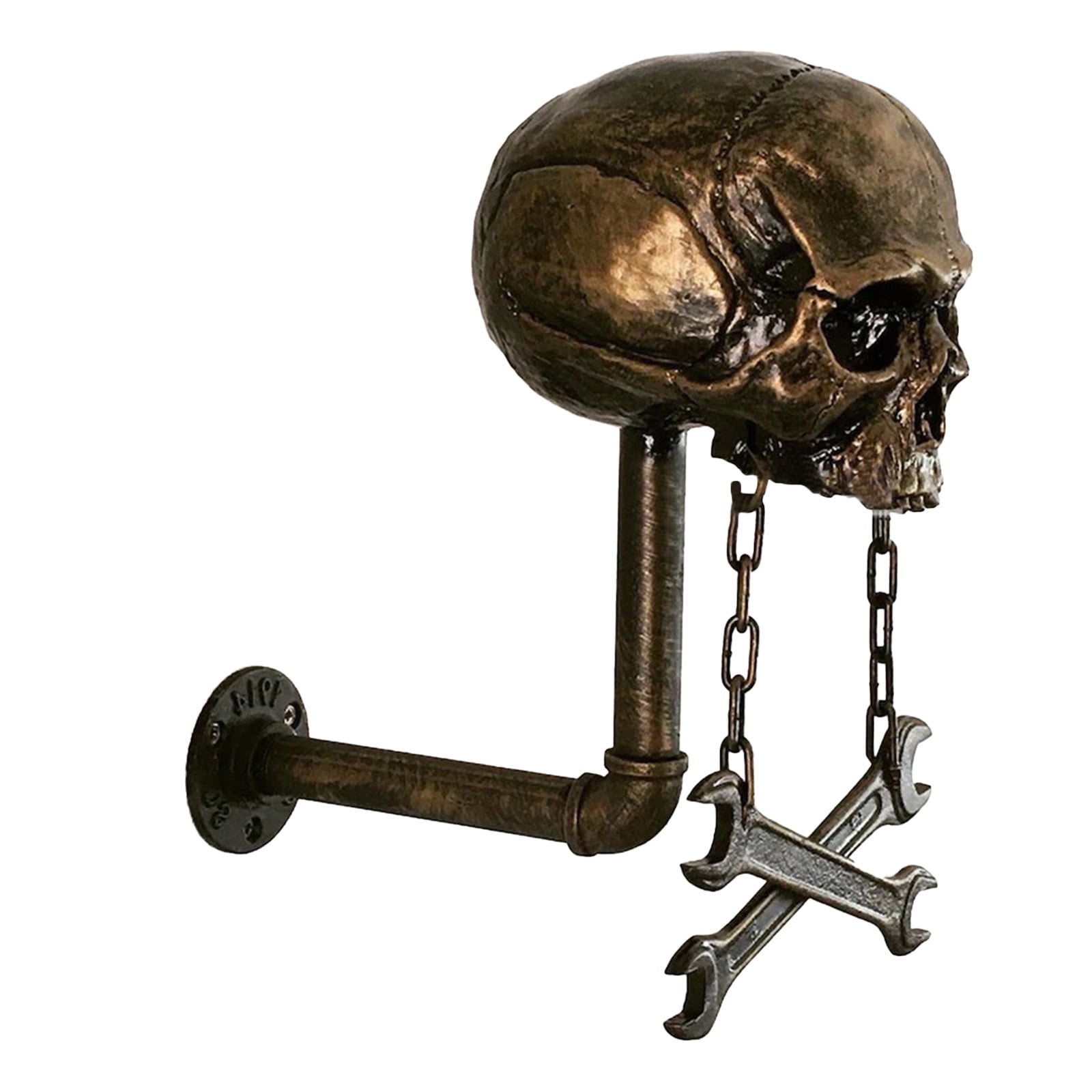 BIBABLYKE Motorbike Helmet Display Rack Motorbike Helmet Holder Skull Shape Helmet Stand Wall Mounted Helmet Rack for Coat