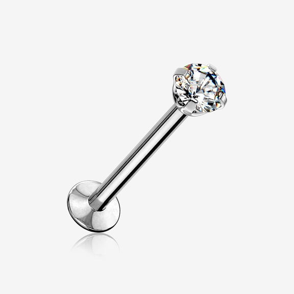 Prong Set Gem Top Threadless Push-In Steel Labret