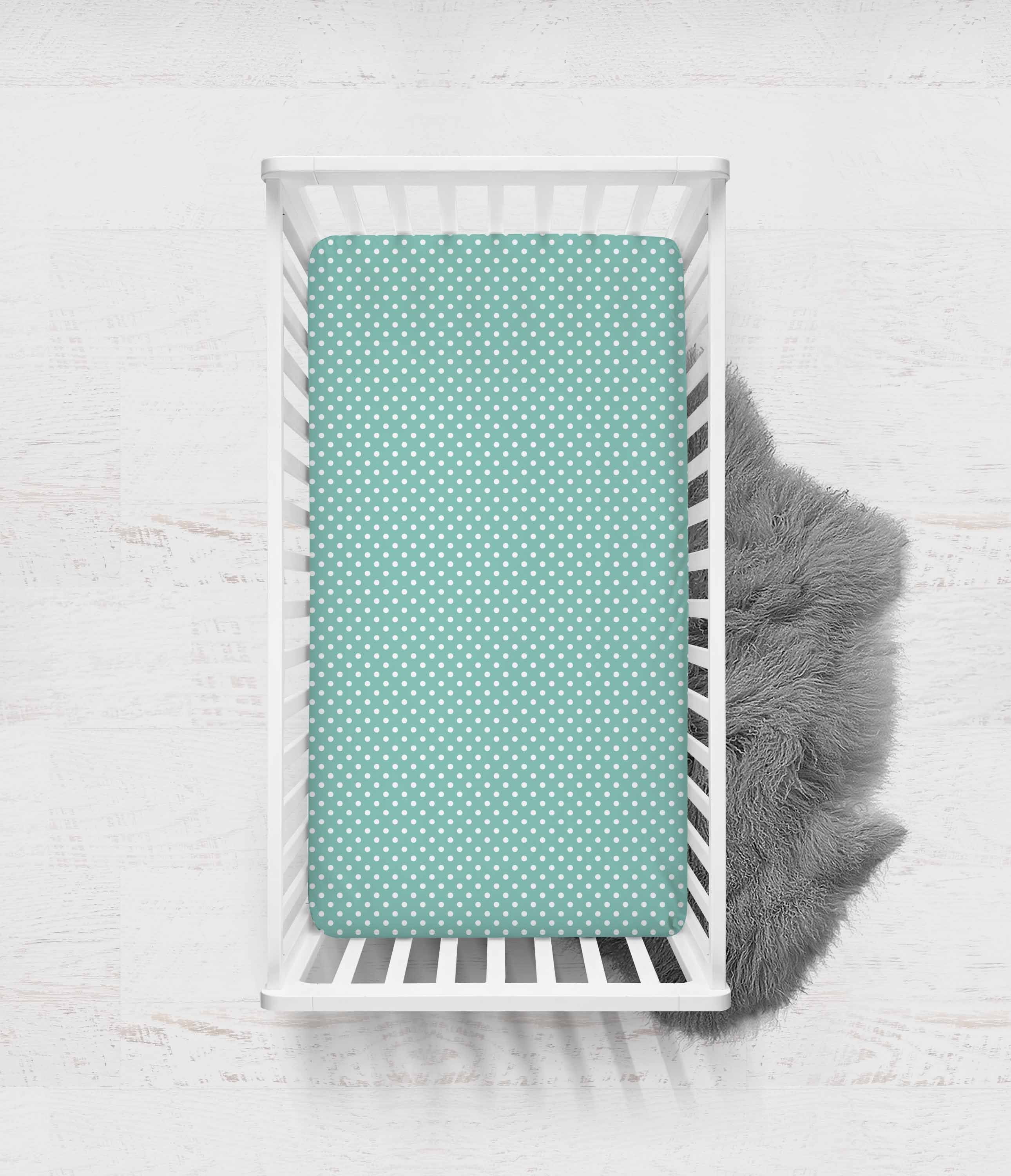 Bacati - Pin Dots Crib or Toddler Bed Fitted Sheet 100% Cotton Percale