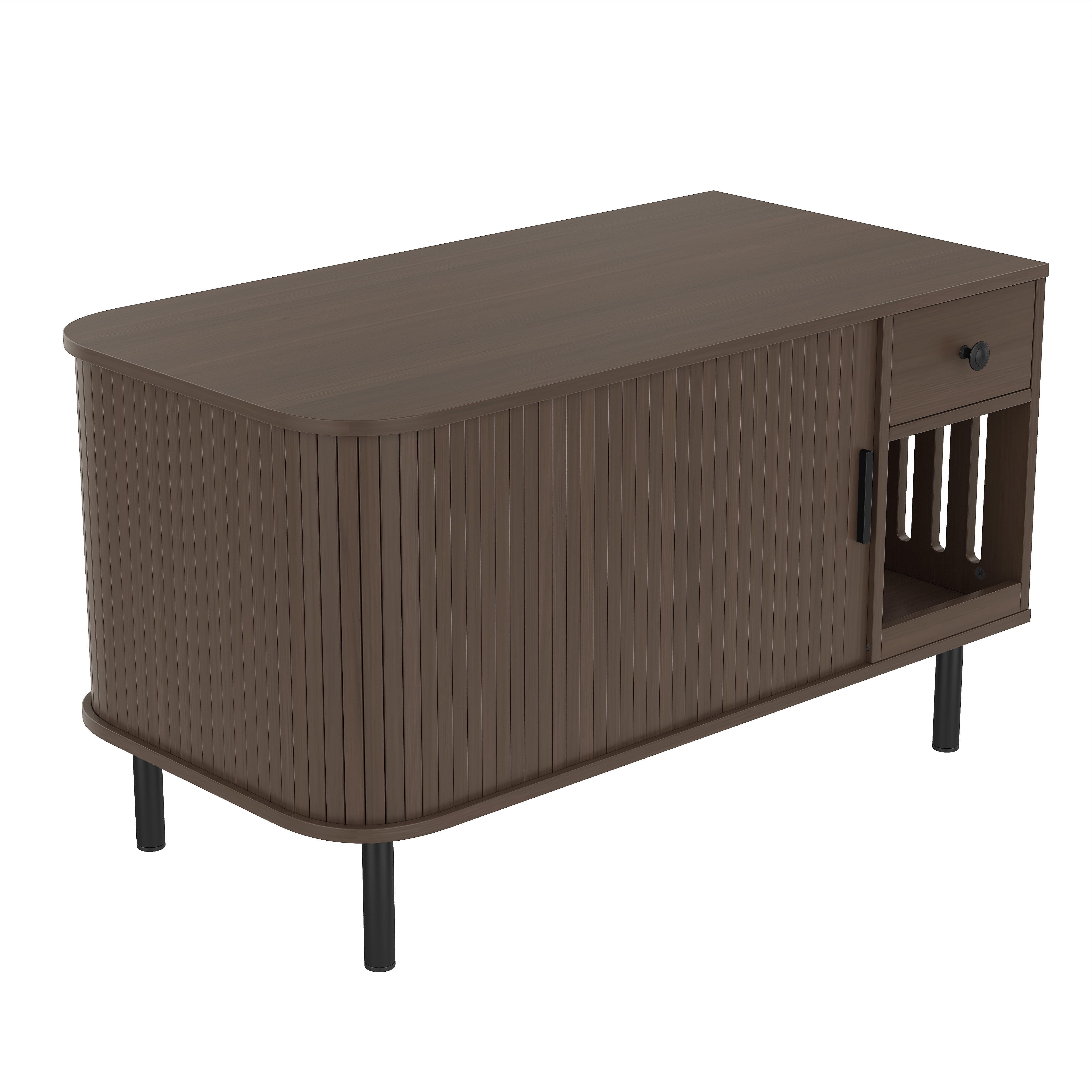 zyoiszvq Cat Litter Box Enclosure Furniture Cabinet with Mat,Wooden Hidden Cat House with Drawer,Indoor Side Table for Living Room