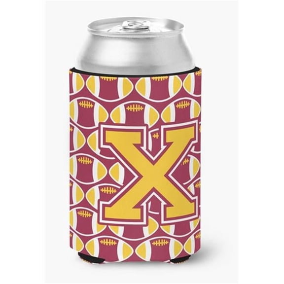 Letter X Football Maroon & Gold Can or Bottle Hugger