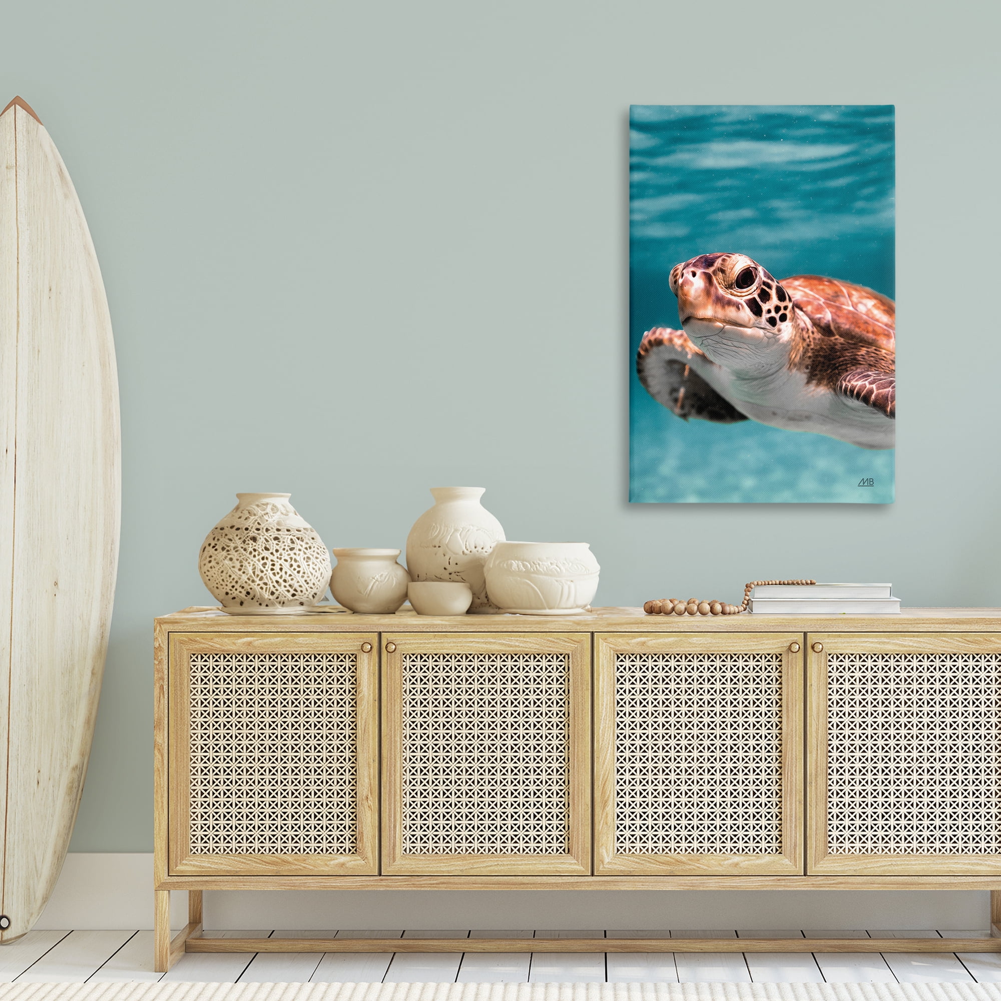 Stupell Industries Underwater Sea Turtle Swim Animals Photography Wrapped Canvas Art Print Wall Art, 30 x 45