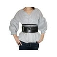 thumbnail image 4 of hirigin Women's Irregular Hem Shirt Tops 3/4 Puff Sleeve Waist Belt Back Button V-neck Tops, 4 of 9