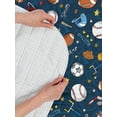 thumbnail image 4 of Sport Reversible Bedspread Set, Many Basketball Baseball and Football Champ Gloves Dark Background, Pillow Shams & Comforter Microfiber Bedding Set, 3 Sizes, Dark Blue Multicolor, by Ambesonne, 4 of 4