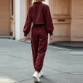 thumbnail image 5 of XUNKUSGA Matching Sets Women Clothing Vintage Corduroy Button Down Cropped Jacket and Elastic Waist Cargo Jogger Pants 2 Piece Sets for Women Fashion Fall Winter Outfits Wine 2XL, 5 of 6
