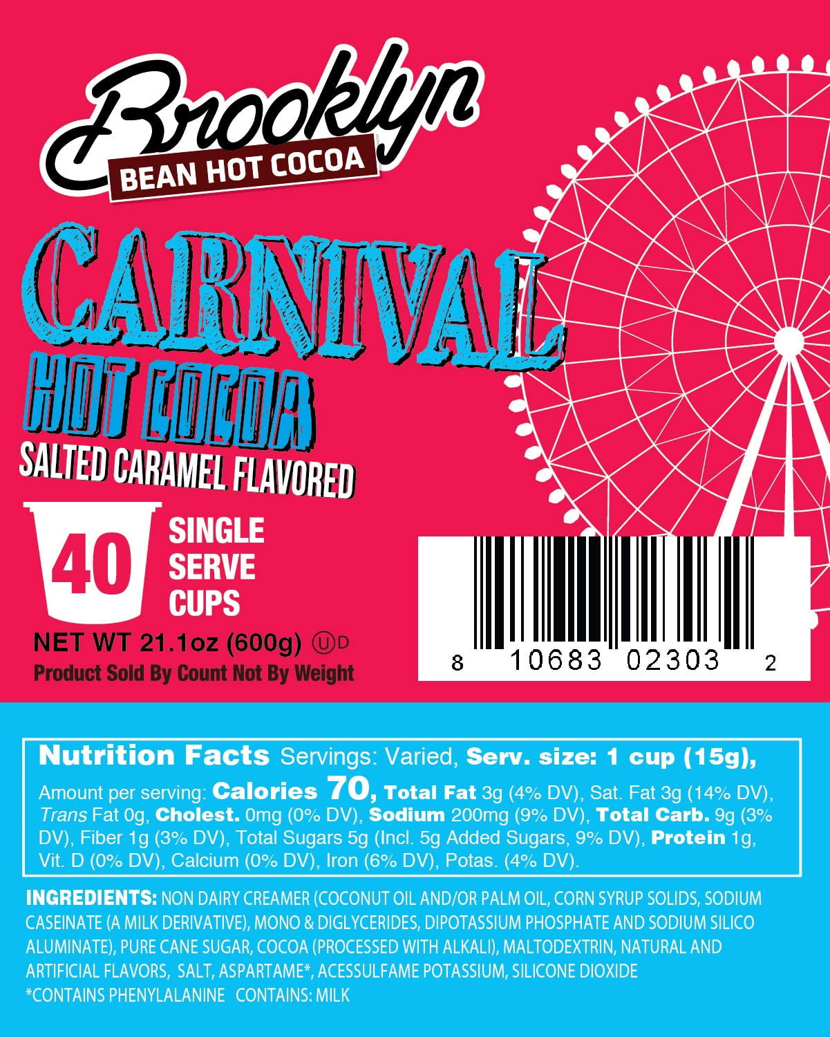 Brooklyn Bean Roastery Salted Caramel Flavored Cocoa Pods for Single-Serve Coffee Brewers, 40-Pack