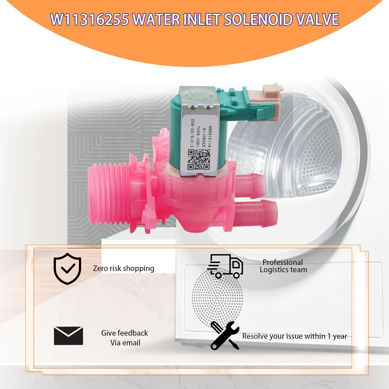 ABCISI 2026 Upgrade W11316255 Washing Machine Water Inlet Solenoid Valve Assembly for Whirlpool Maytag Amana Washing Machine Parts Replace 33490439 W11036928 AP6835736 1Year Warranty
