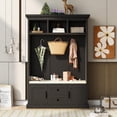 thumbnail image 2 of UBesGoo 71" Entryway Hall Tree with Storage Bench and Coat Rack, 3 Hooks, 2 Drawers & 2 Cabinets for Hallway Living Room Bedroom Home, Black, 2 of 13