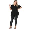 thumbnail image 3 of DARING DIVA Women's Plus Metallic V Neck Party Top 2X Black, 3 of 6