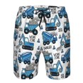 thumbnail image 4 of Kdxio Blue Excavator Pattern Mens Casual Shorts - Drawstring Summer Beach Sports Shorts for Men, 4 of 9