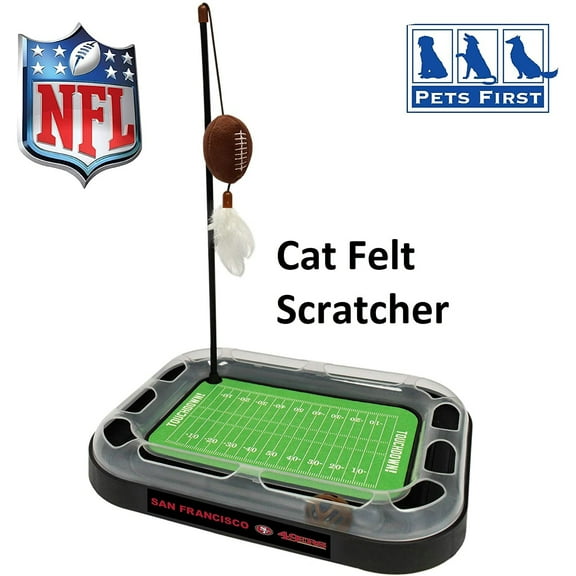 NFL San Francisco 49ers Cat Scratcher Toy with Catnip Plush & Feather Cat and Kitty Toy