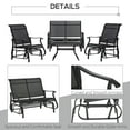 thumbnail image 5 of Topcobe 4 Pieces Outdoor Furniture Set, 2-Seater Glider Bench, Single Swing Chair, and Stylish Coffee Table, Black for Yard, Garden, and Patio, 5 of 10
