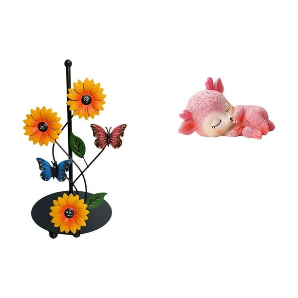 Soporte de papel higiénico,Porta toallas de papel de encimera,Portarrollos de cocina de pie para toallas de papel,Escultura de ciervo,Estatuas de ciervos durmientes de resina,adornos Fengshui
